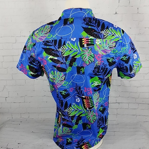  MTV Hawaiian Graphic Shirt Retro Rockabilly - Picture 3 of 6